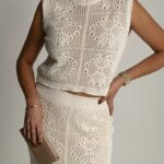 Komplet ażurowy BOHO LUMI beżowy