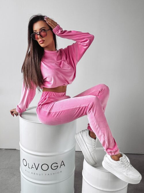 Komplet welurowy PEARLS OLAVOGA jasny róż