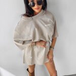 Sukienka oversize/T-shirt Gamb Ola Voga beżowa