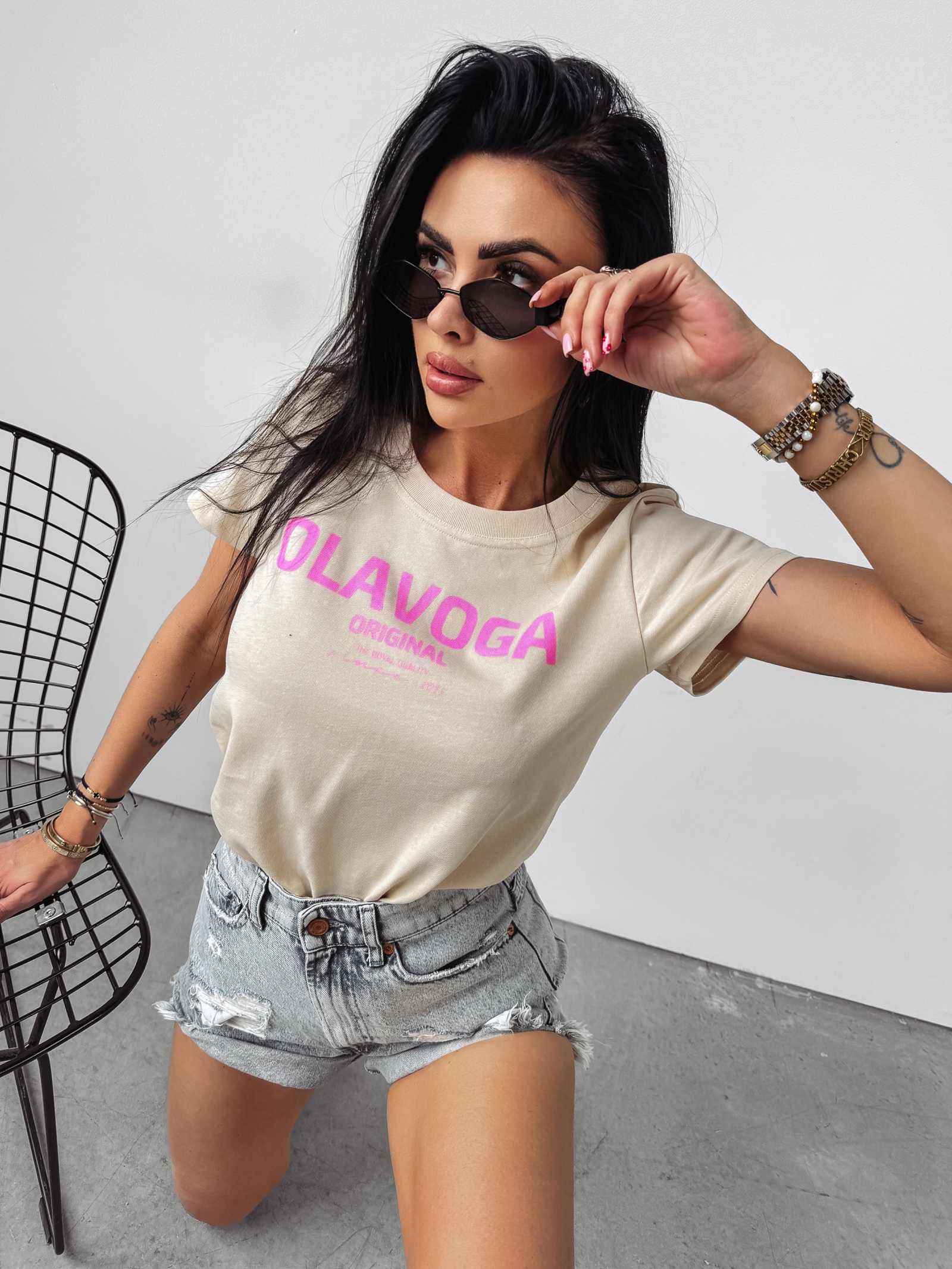 T-shirt przylegający Whisper Ola Voga beżowy T-shirt przylegający Whisper Ola Voga beżowy