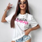 T-shirt delikatnie oversiz'owy RockStar Ola Voga ecru