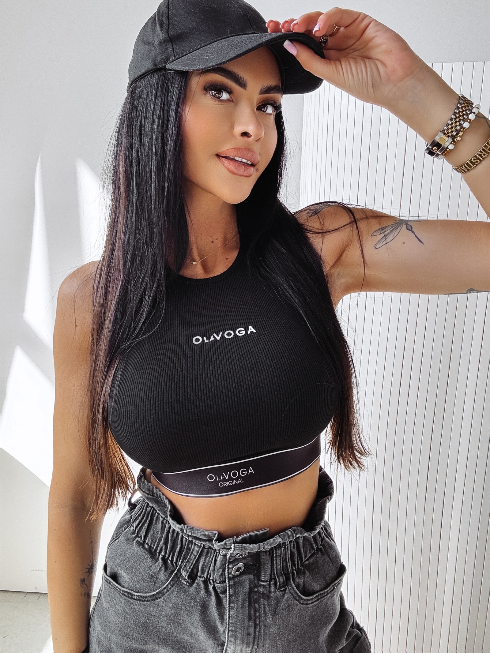 Top prążkowany MANIA OLAVOGA czarny