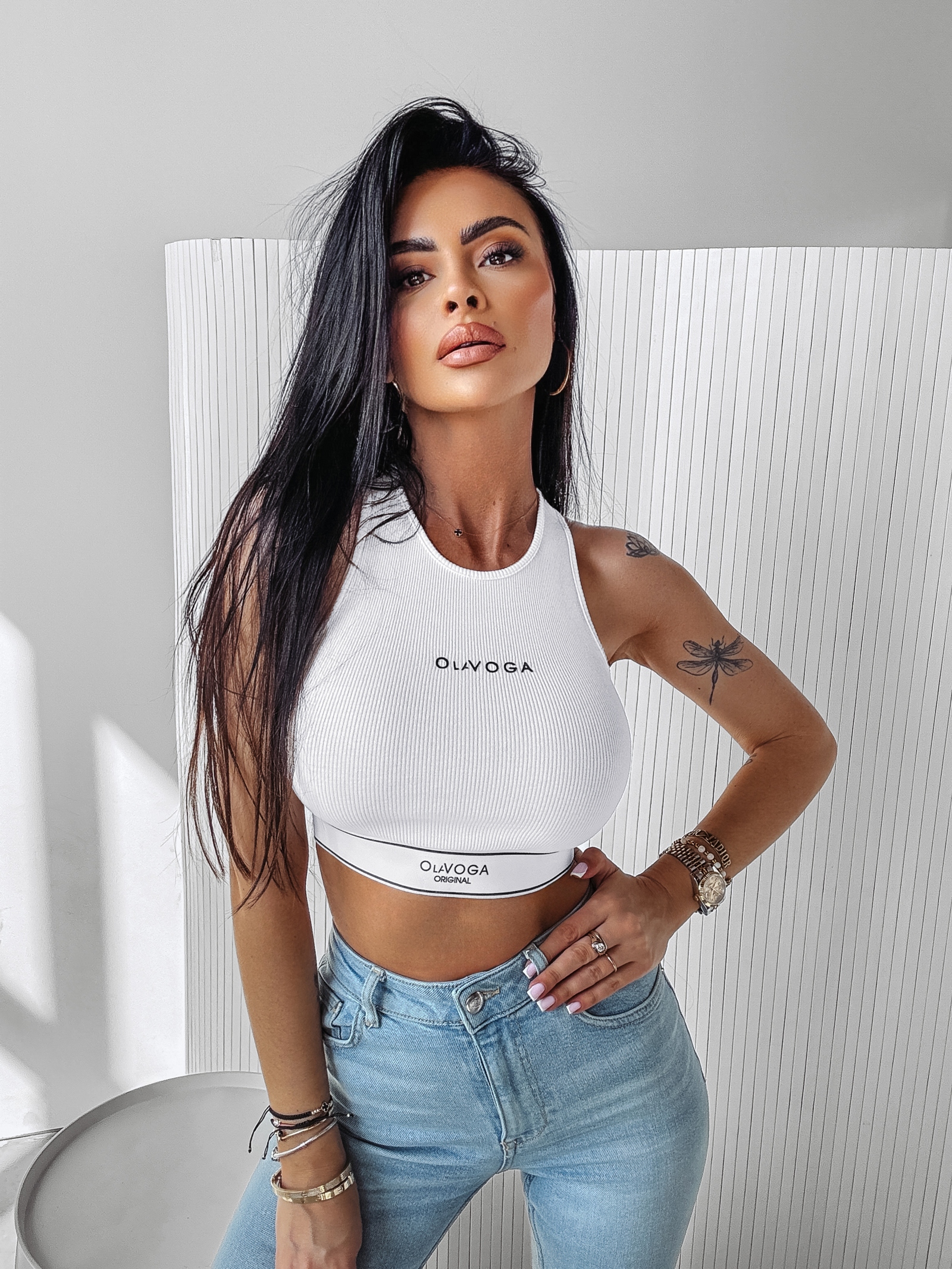 Top prążkowany Mania Ola Voga ecru Top prążkowany Mania Ola Voga ecru