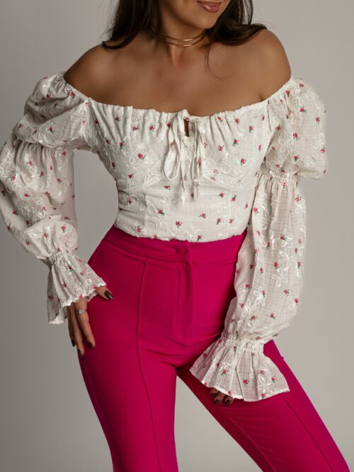 Bluzka hiszpanka Santoto beżowa pink