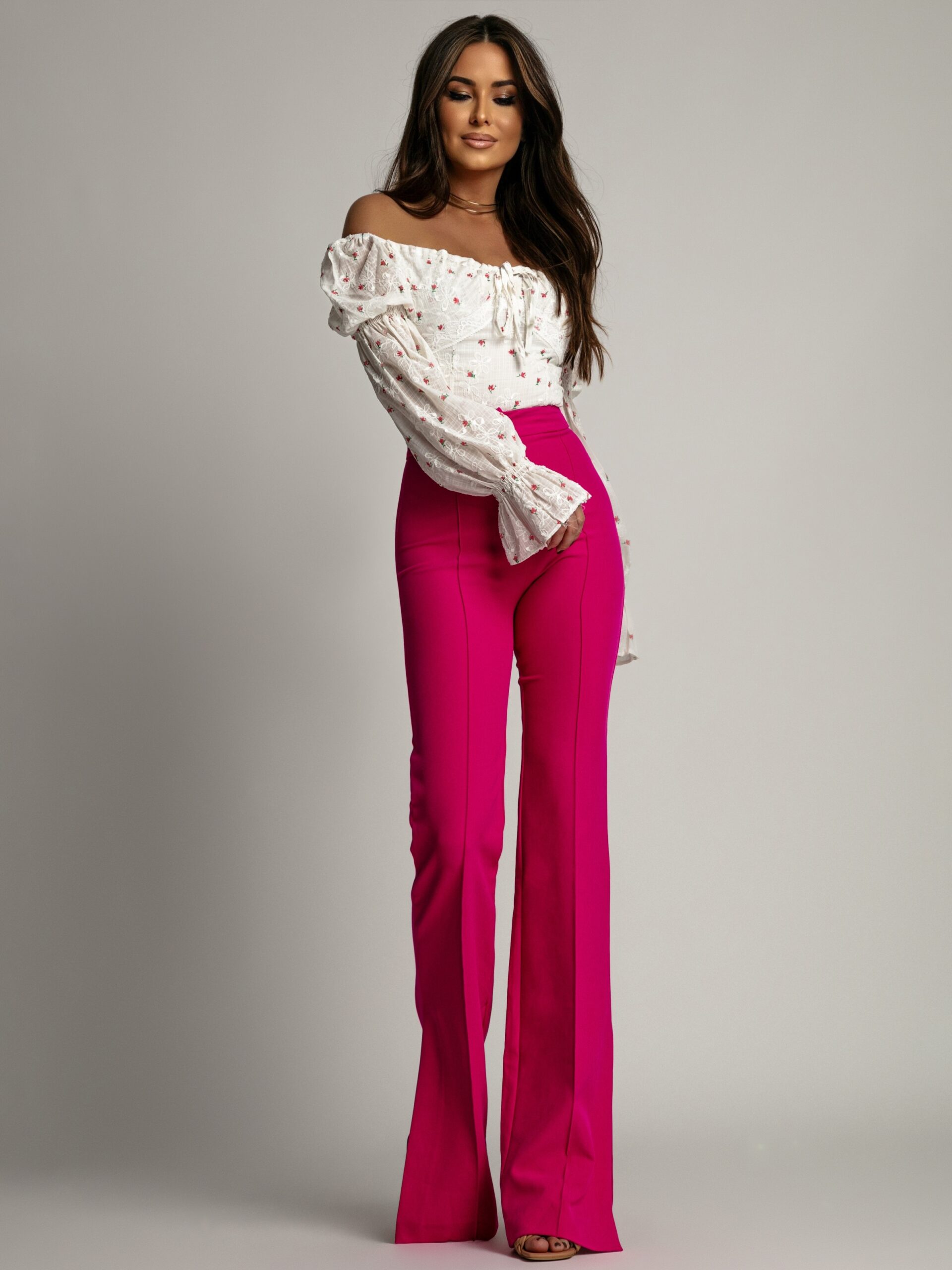 Bluzka hiszpanka Santoto beżowa pink Bluzka hiszpanka Santoto beżowa pink