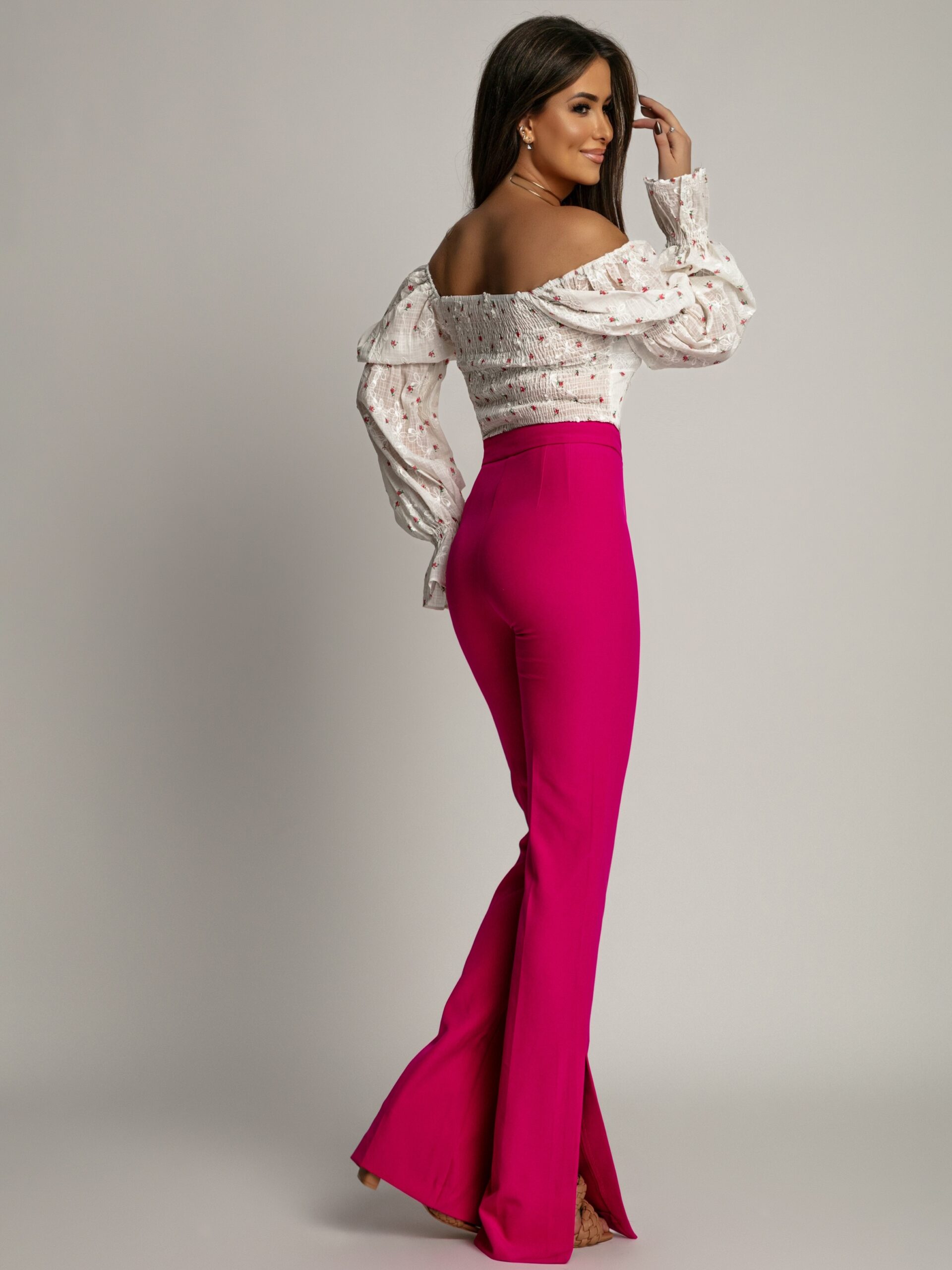 Bluzka hiszpanka Santoto beżowa pink Bluzka hiszpanka Santoto beżowa pink