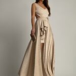 Sukienka maxi NB Merbella beżowa w panterkę