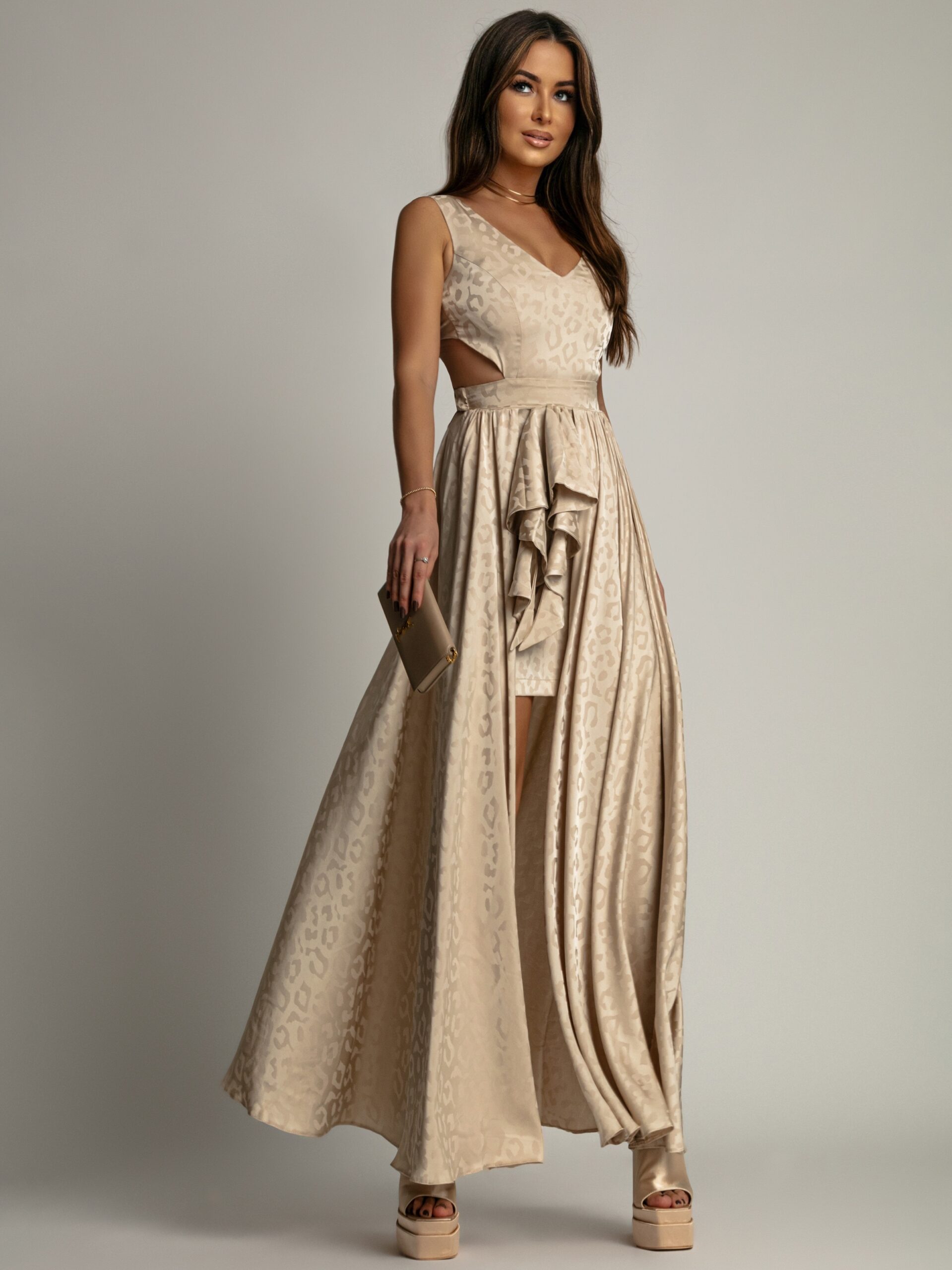 Sukienka maxi NB Merbella beżowa w panterkę Sukienka maxi NB Merbella beżowa w panterkę
