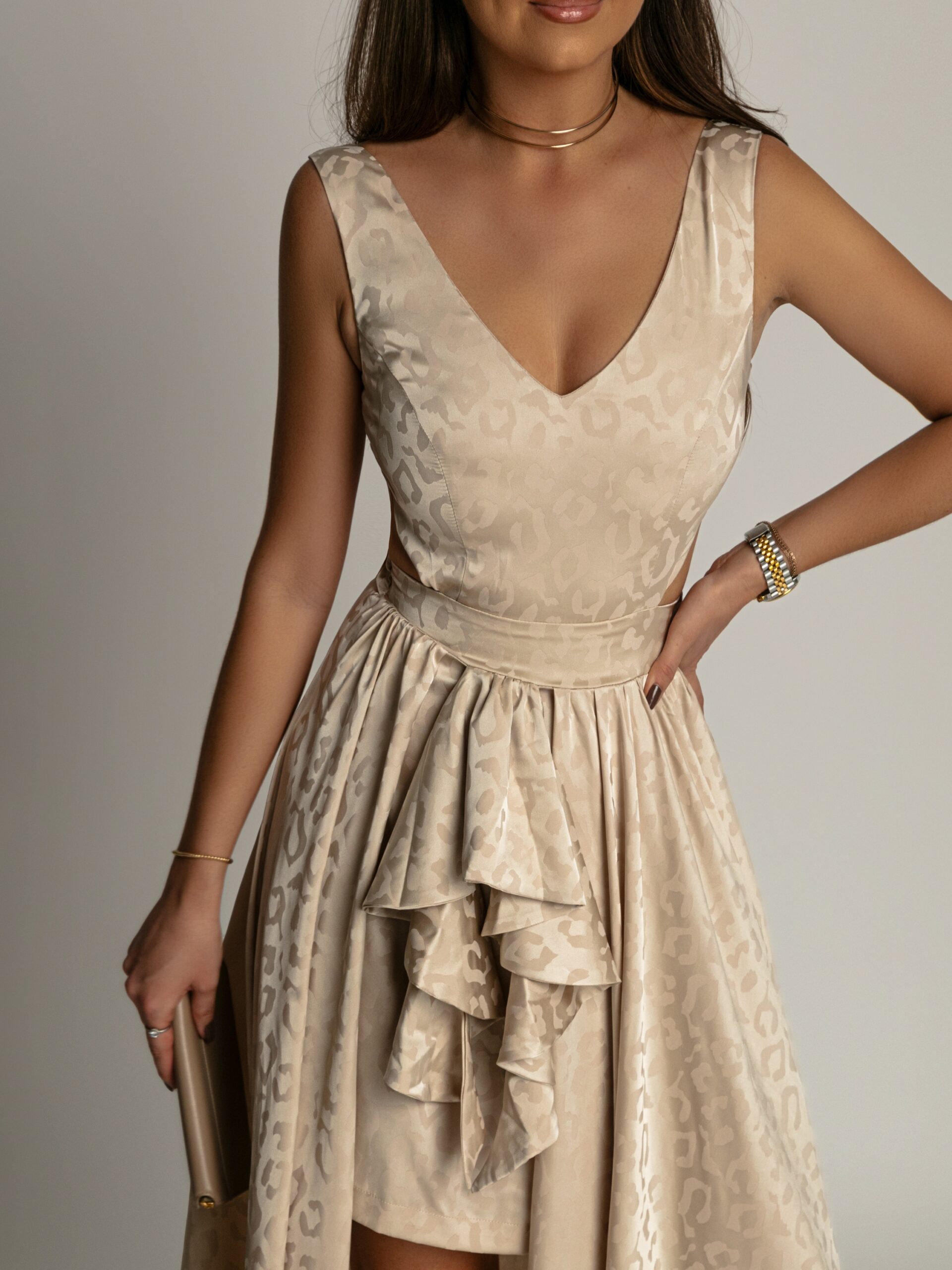 Sukienka maxi NB Merbella beżowa w panterkę Sukienka maxi NB Merbella beżowa w panterkę