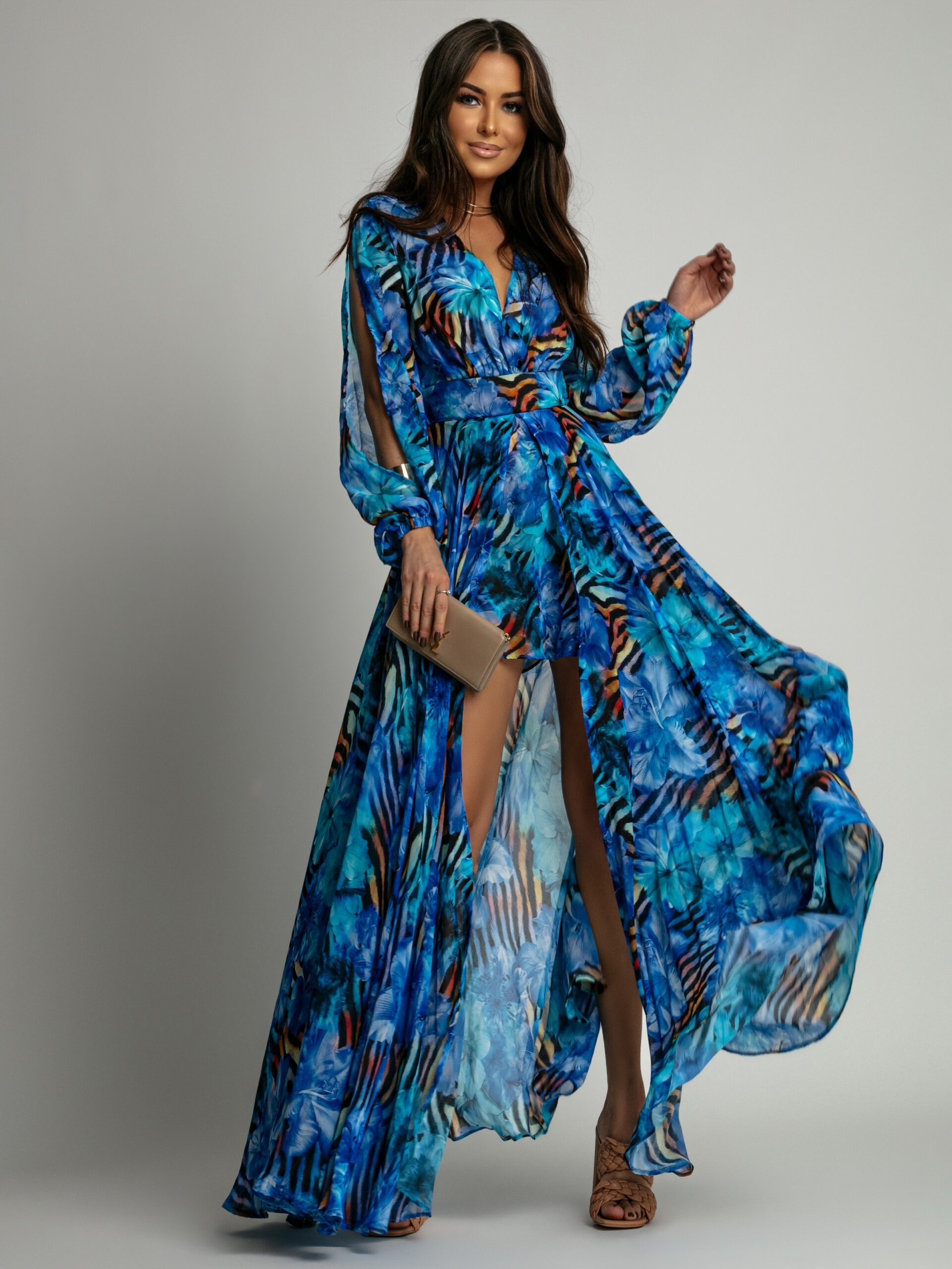 Sukienka maxi NB Oia niebieska