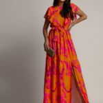 Sukienka wakacyjna NB Cappy pomarańczowo-różowa