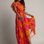 Sukienka wakacyjna NB Cappy pomarańczowo-różowa