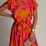 Sukienka wakacyjna NB Cappy pomarańczowo-różowa