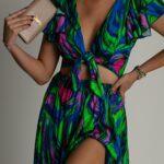 Komplet bluzka + spódnica NB DuoFluo II niebiesko-zielony