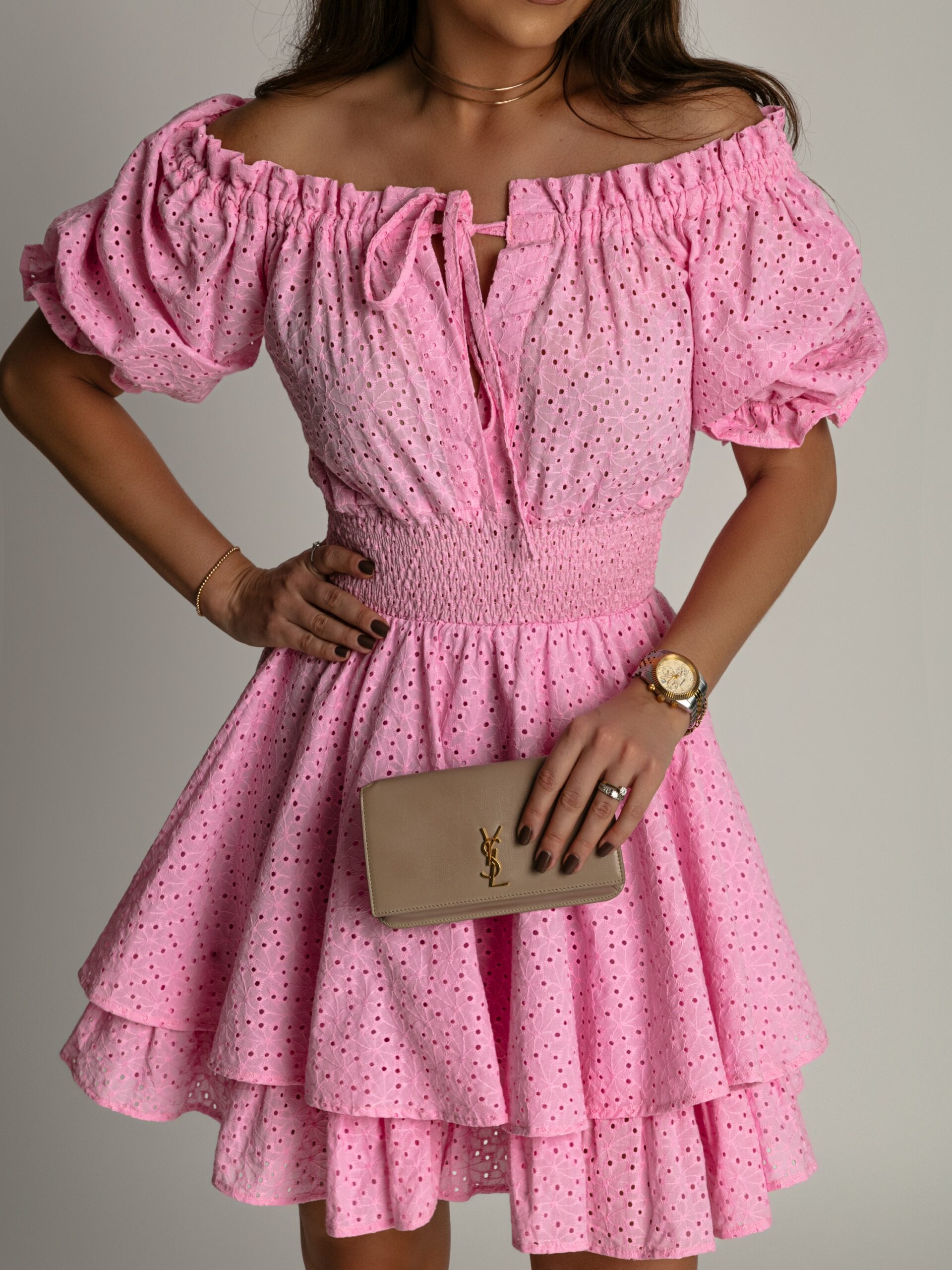 Sukienka rozkloszowana NB Balideo różowa