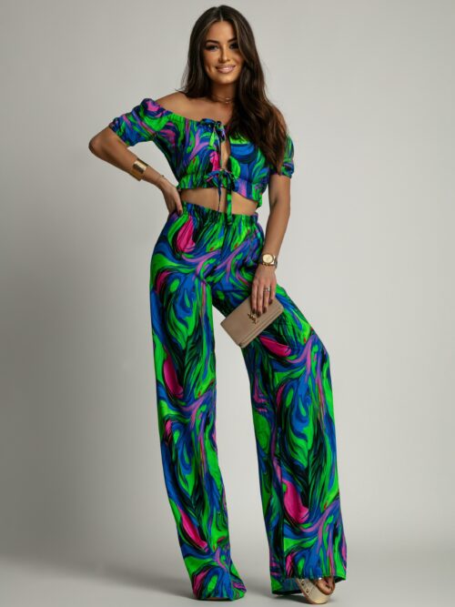 Komplet wakacyjny NB Duofluo zielono-niebieski