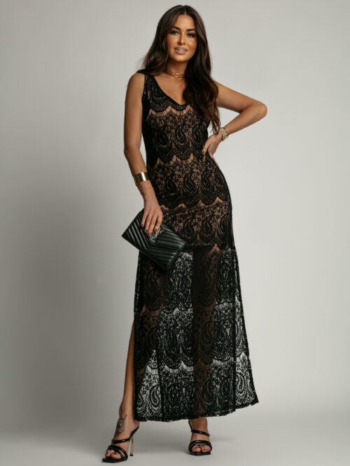 Sukienka koronkowa maxi NB Veroni czarna