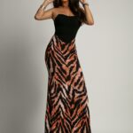 Spódnica maxi lycra NB Zezue tygrys brąz