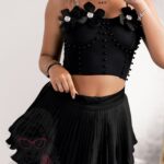 Top gorsetowy z kwiatami Lopei czarny