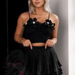 Top gorsetowy z kwiatami Lopei czarny