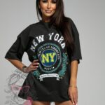 T-shirt oversize New York czarny