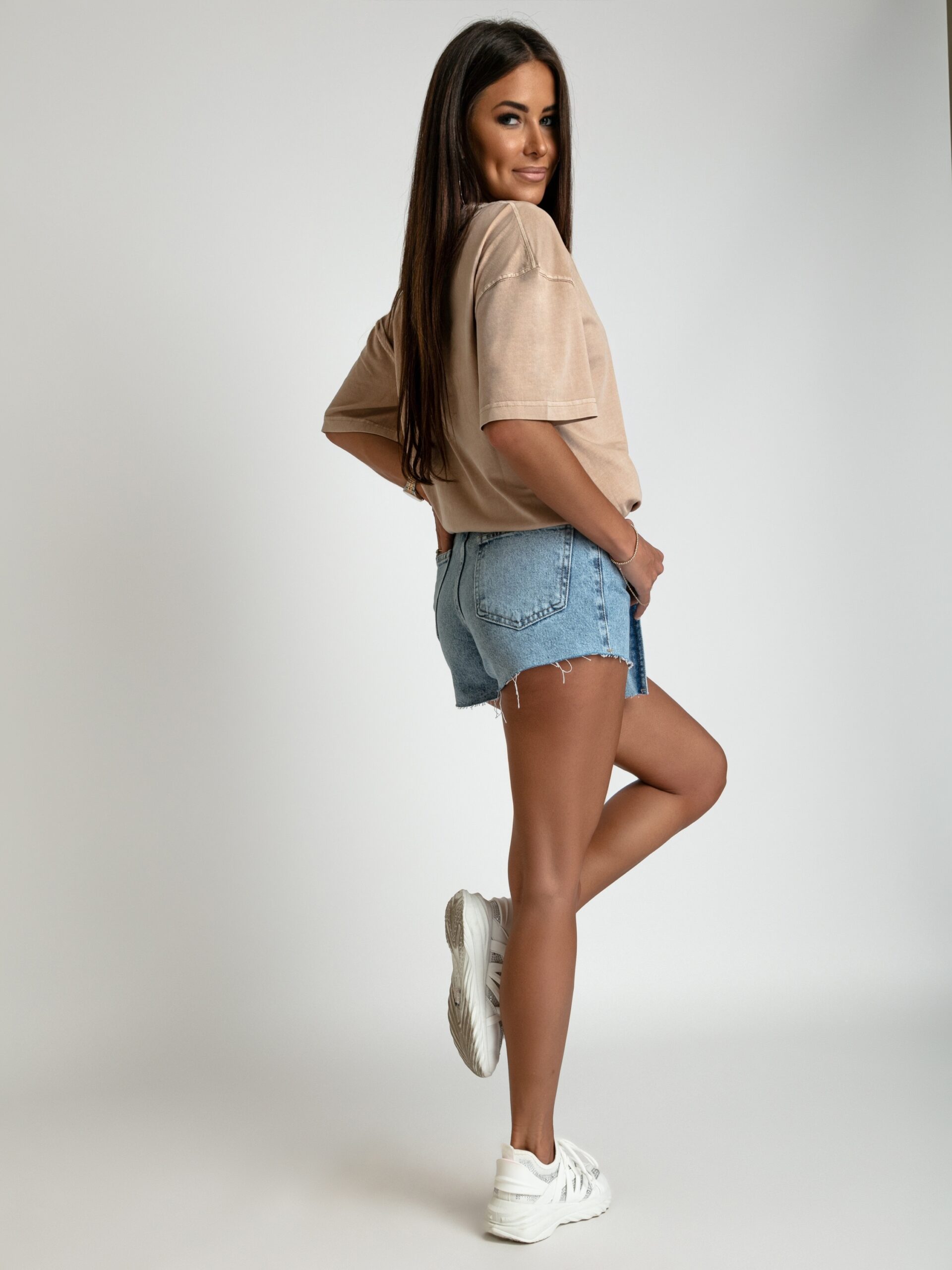 T-shirt z efektem sprania Milkit beżowy