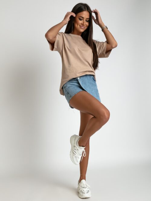 T-shirt z efektem sprania Milkit beżowy