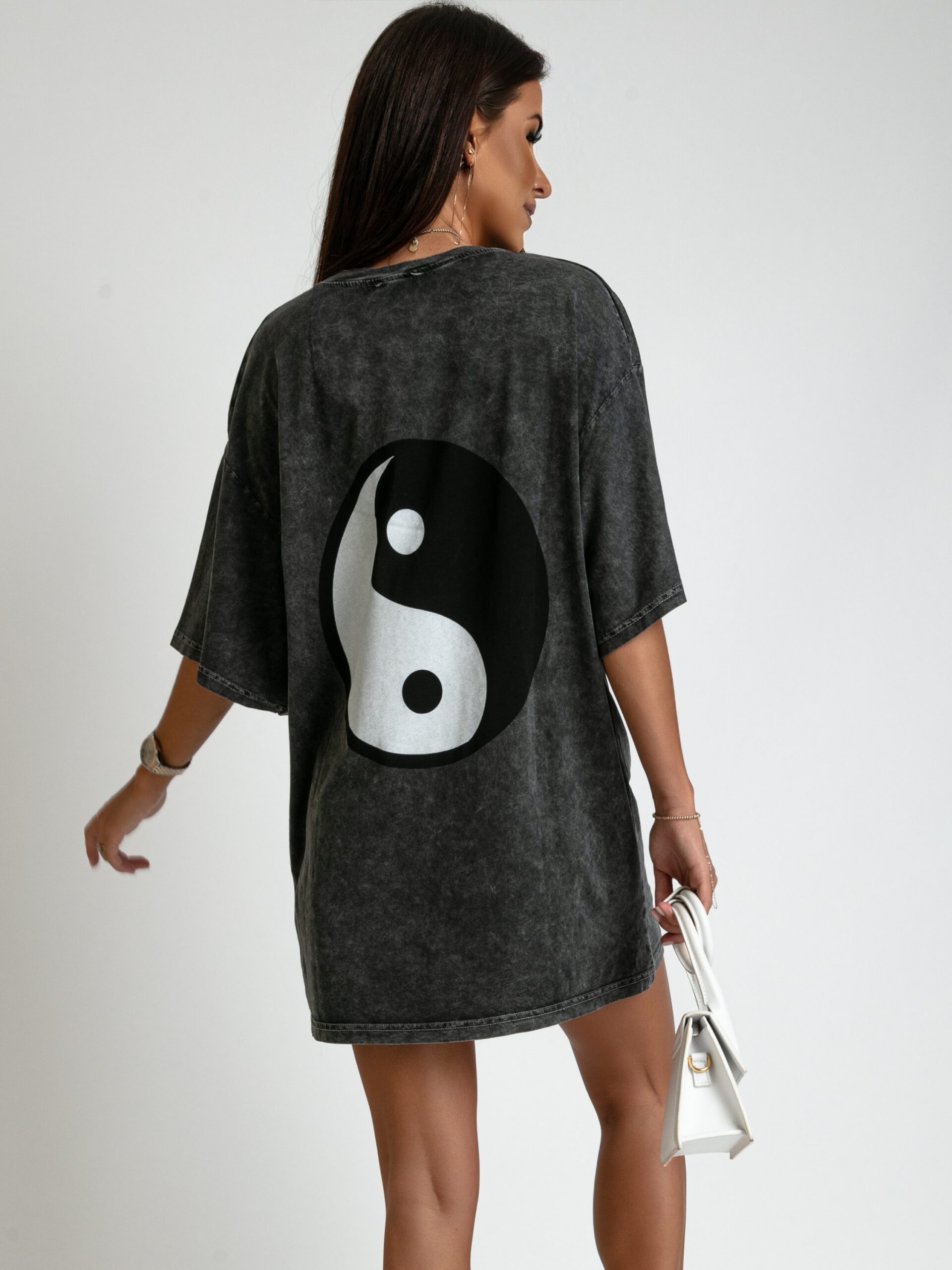 T-shirt oversize Yin Yang szary T-shirt oversize Yin Yang szary