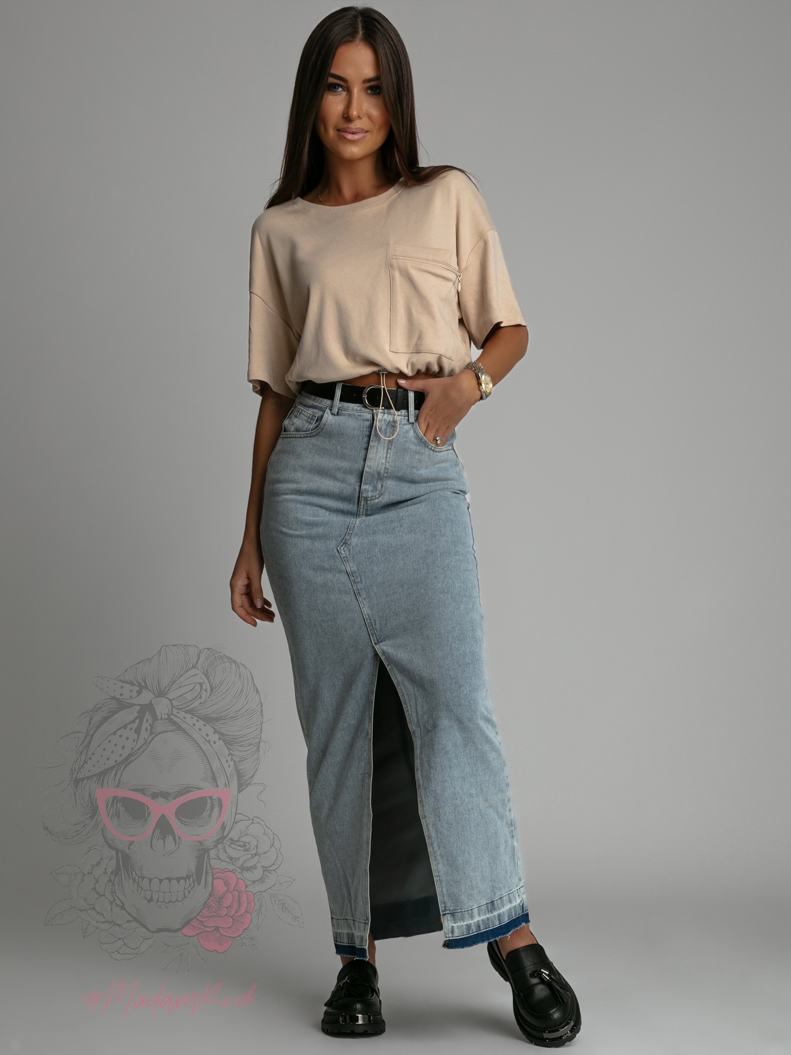 Crop top ze ściąganiem w pasie YoYo beżowy Crop top ze ściąganiem w pasie YoYo beżowy