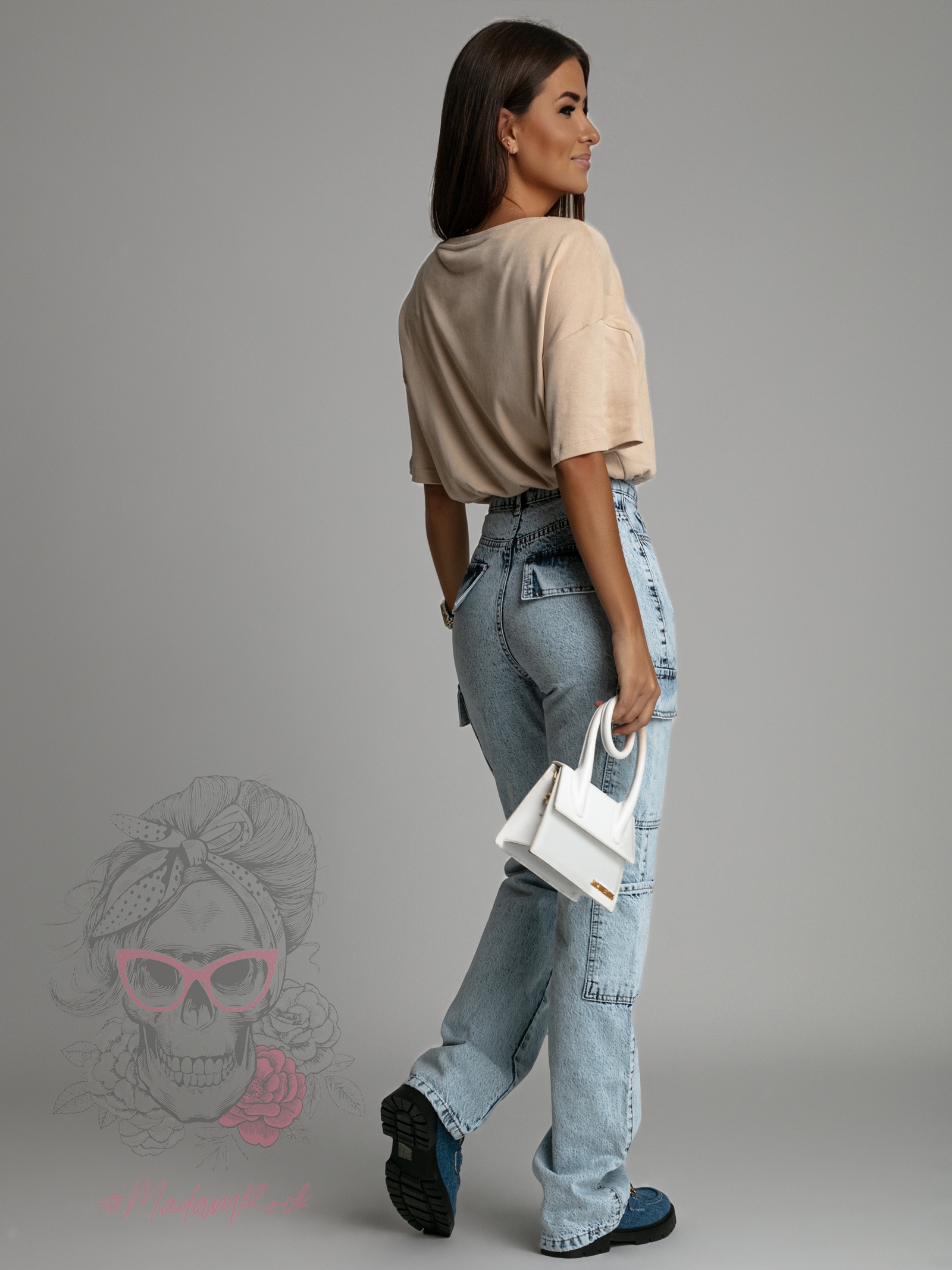 Crop top ze ściąganiem w pasie YoYo beżowy Crop top ze ściąganiem w pasie YoYo beżowy