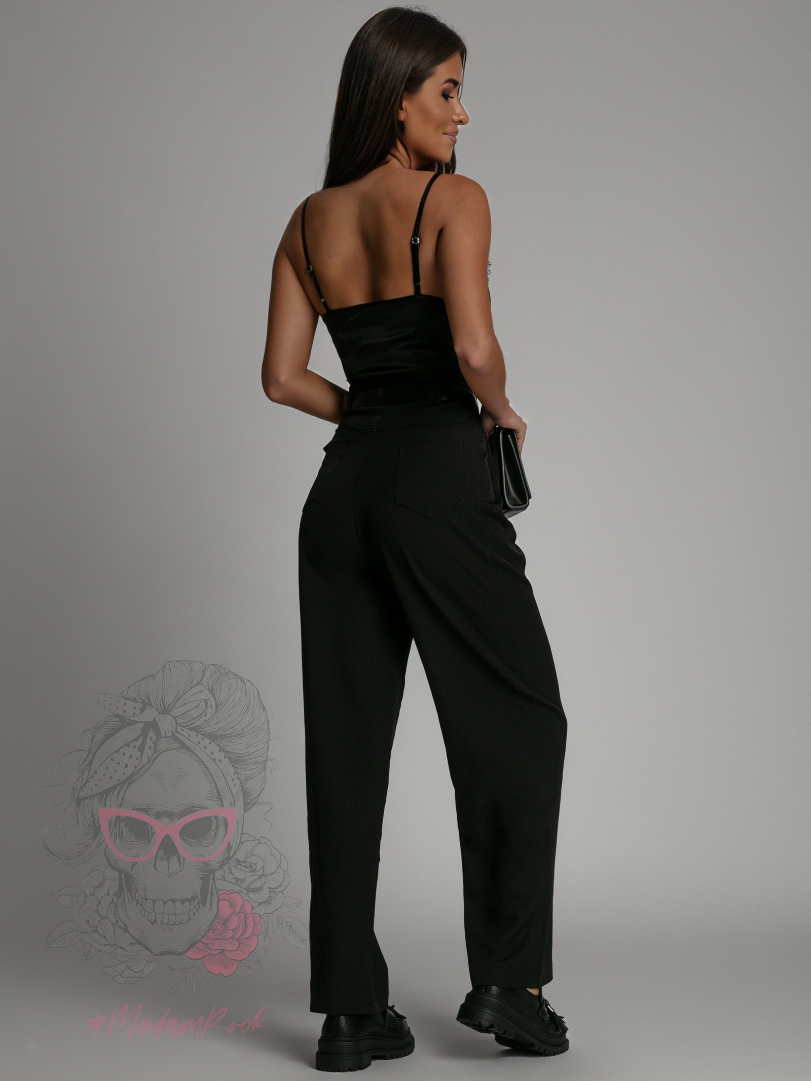 Spodnie eleganckie z paskiem Cante czarne Spodnie eleganckie z paskiem Cante czarne