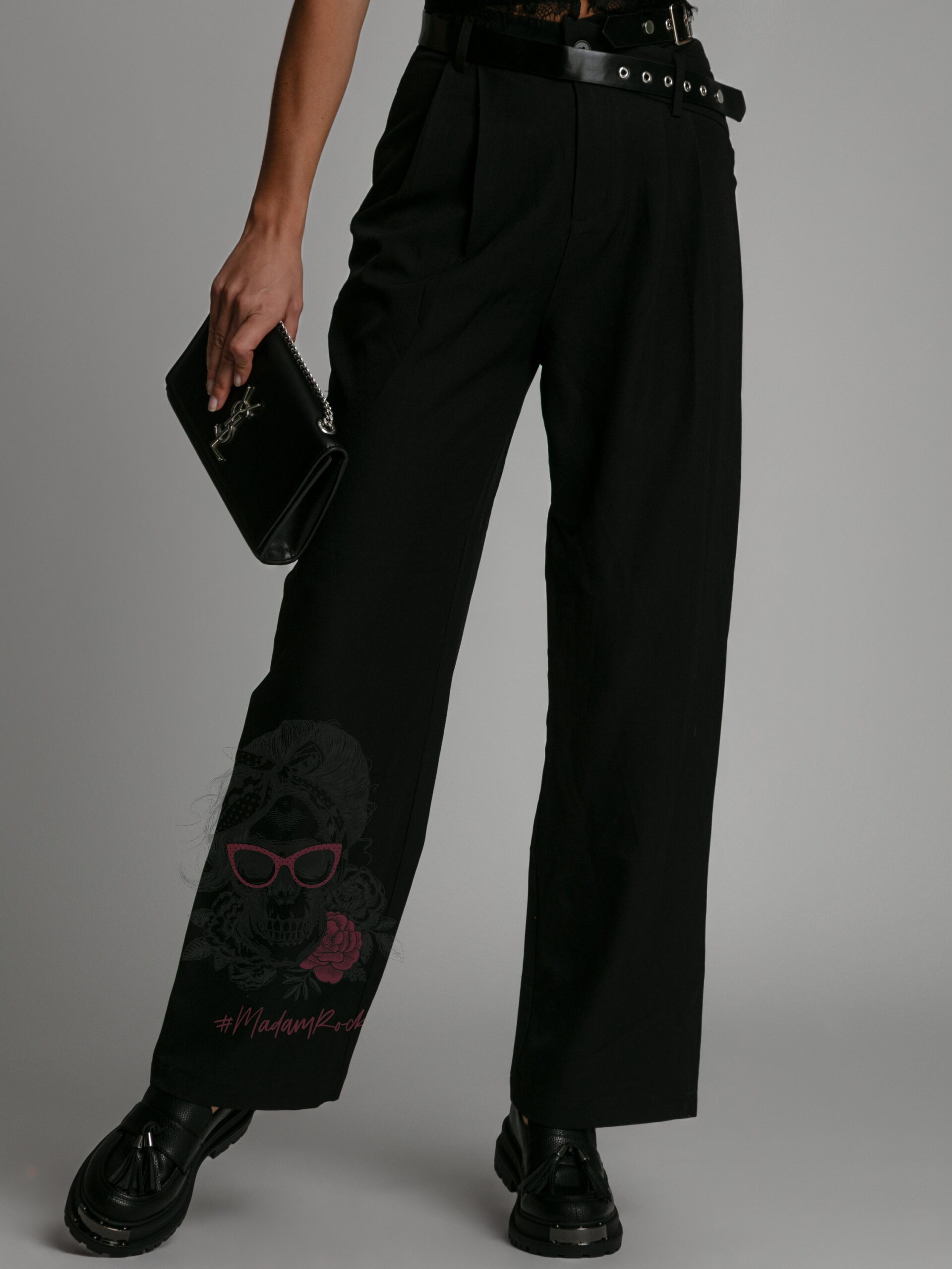 Spodnie eleganckie z paskiem Cante czarne Spodnie eleganckie z paskiem Cante czarne