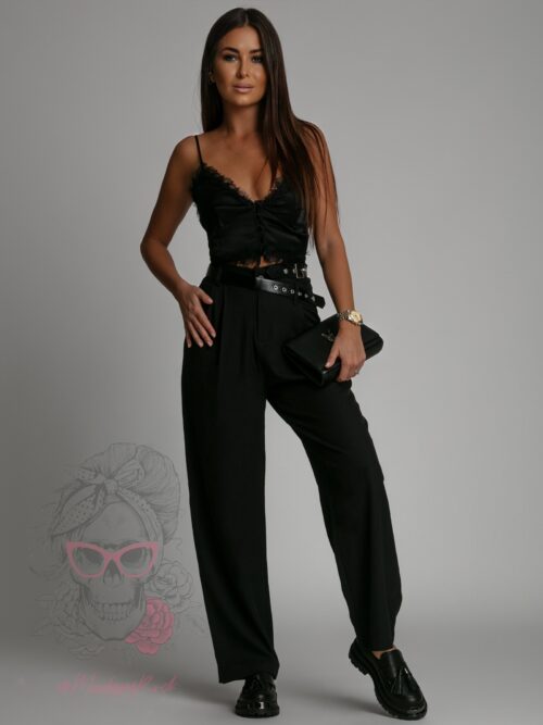 Spodnie eleganckie z paskiem Cante czarne