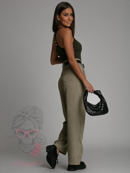 Spodnie eleganckie z paskiem Cante khaki