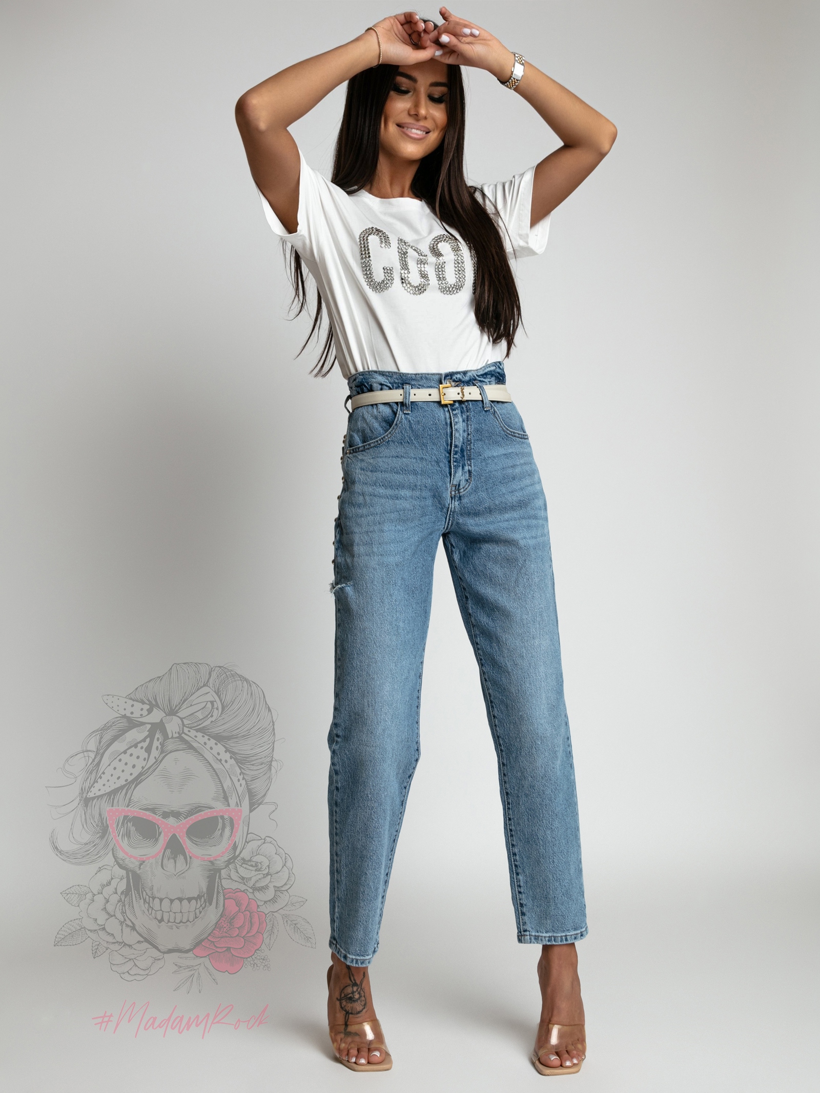 Spodnie boyfriend z napami Capco niebieskie