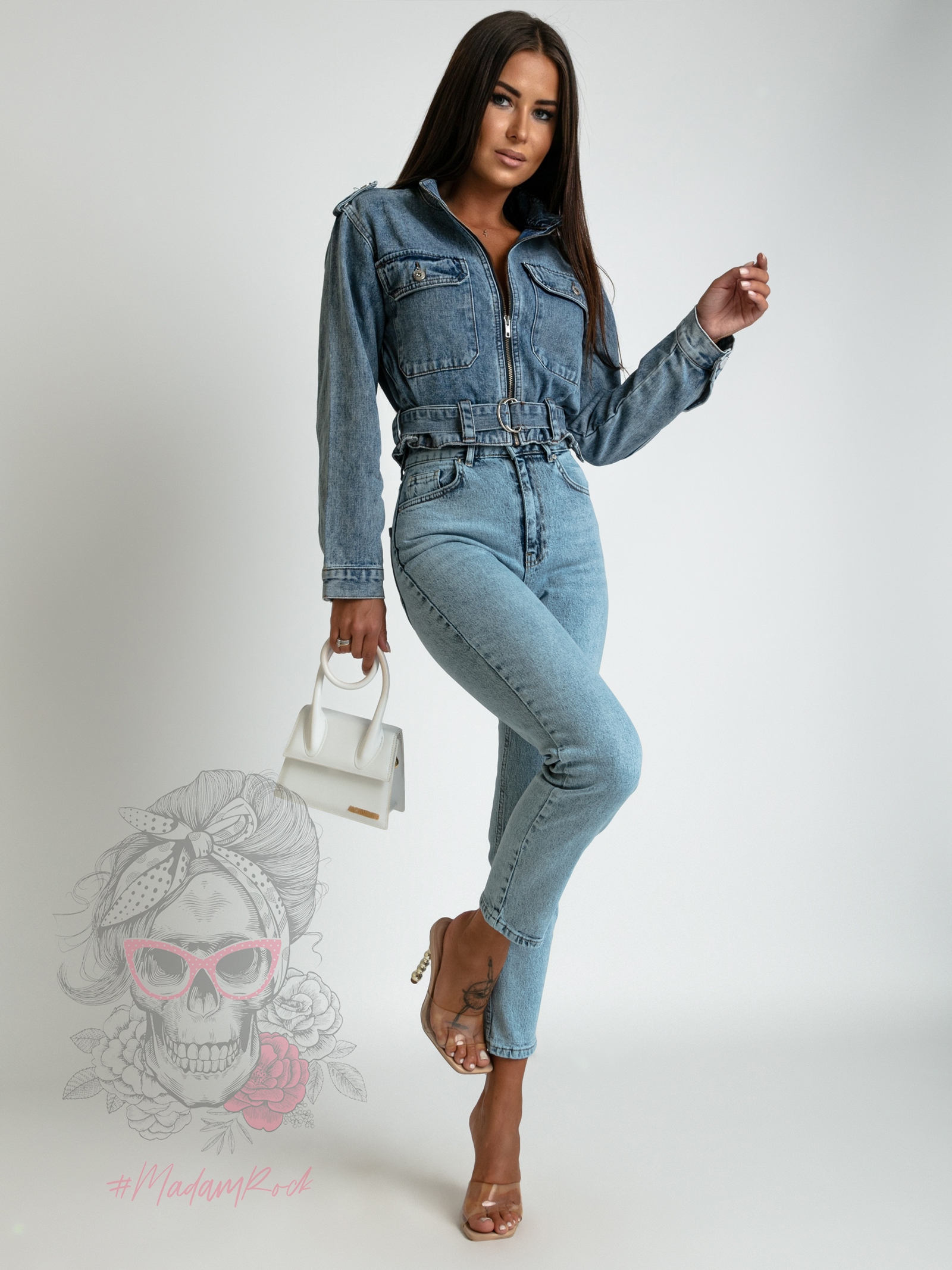 Spodnie jeansowe z wysokim stanem Fuse niebieskie Spodnie jeansowe z wysokim stanem Fuse niebieskie