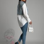 Koszula z kamizelką jeansową Acid biała