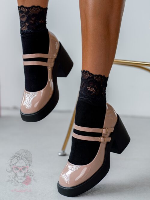 Czółenka na klocku Rock Dolre nude