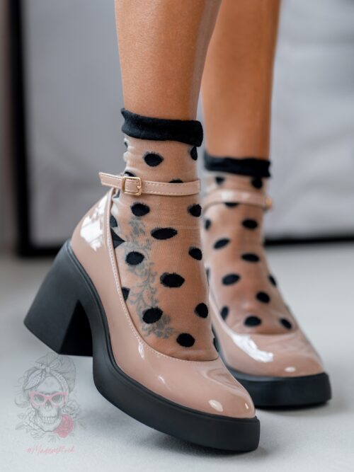 Czółenka na klocku Rock Atuta nude