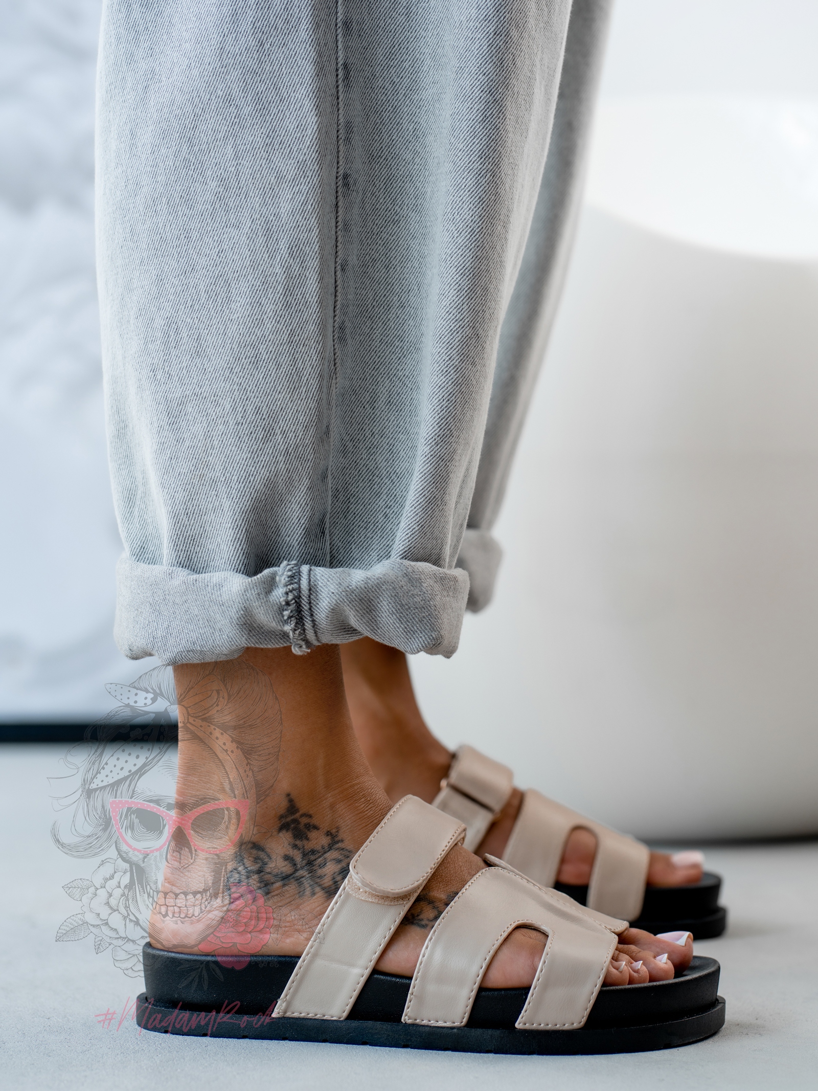 Klapki profilowane Rock Merhes beżowe