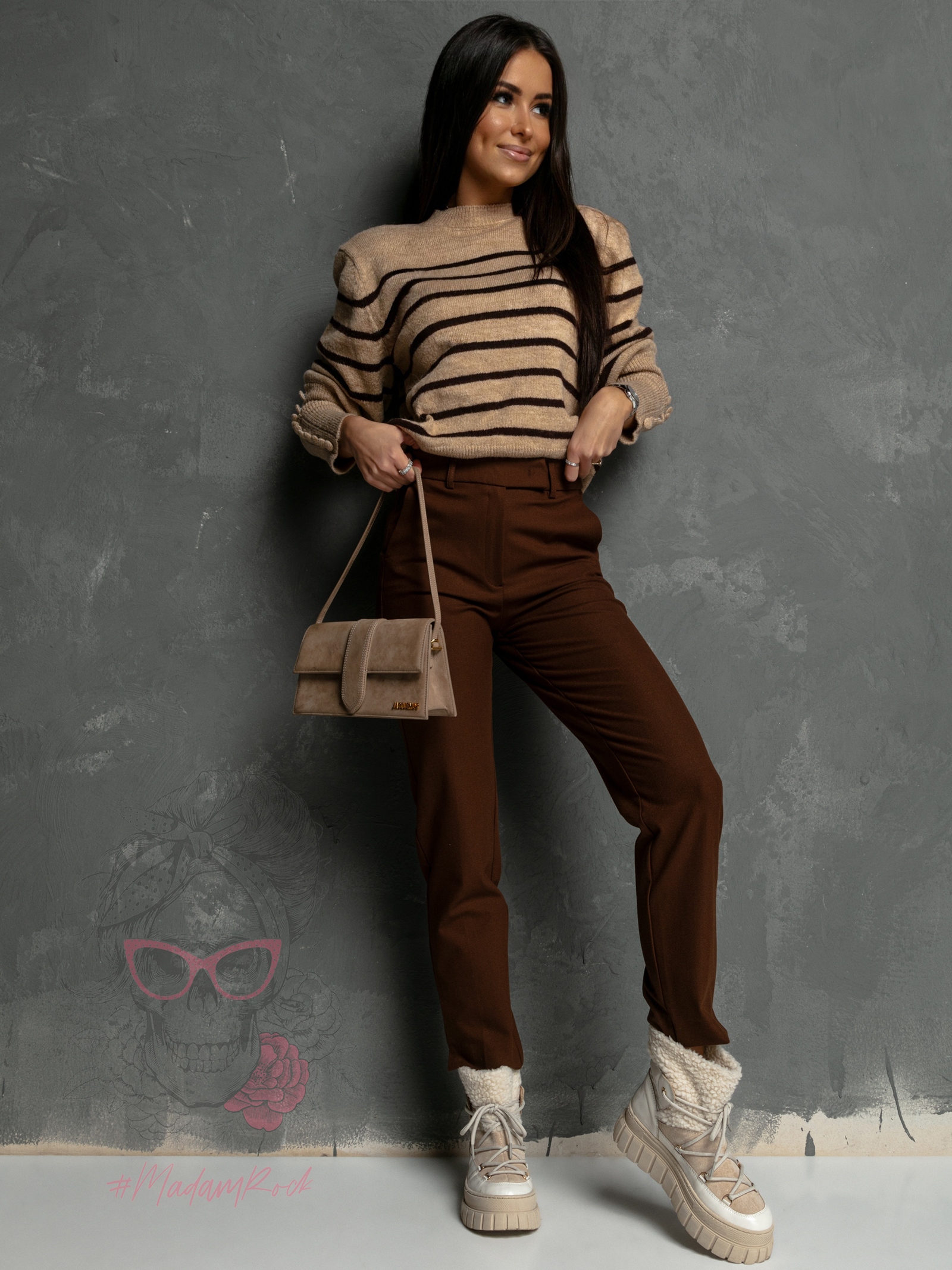 Sweter w paski CarmelIce c. beżowy