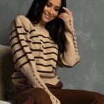 Sweter w paski CarmelIce c. beżowy