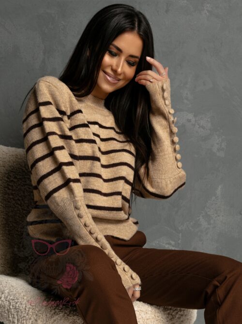 Sweter w paski CarmelIce c. beżowy