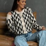 Sweterek elegancki Zigi szaro-beżowy