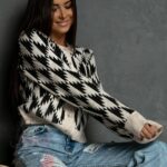 Sweterek elegancki Zigi szaro-beżowy