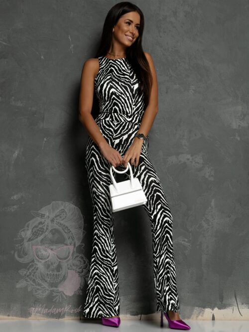 Spodnie dzwony Xbody zebra biało-czarne