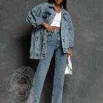 Spodnie z rozcięciem Forty niebieskie