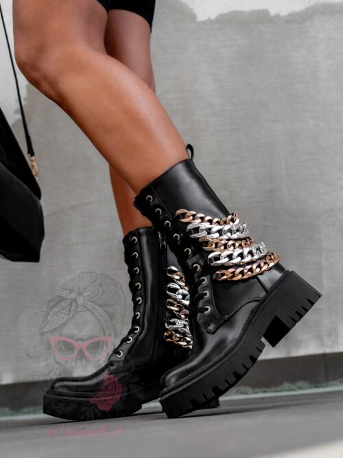 Workery z łańcuchami Detex Rock czarne