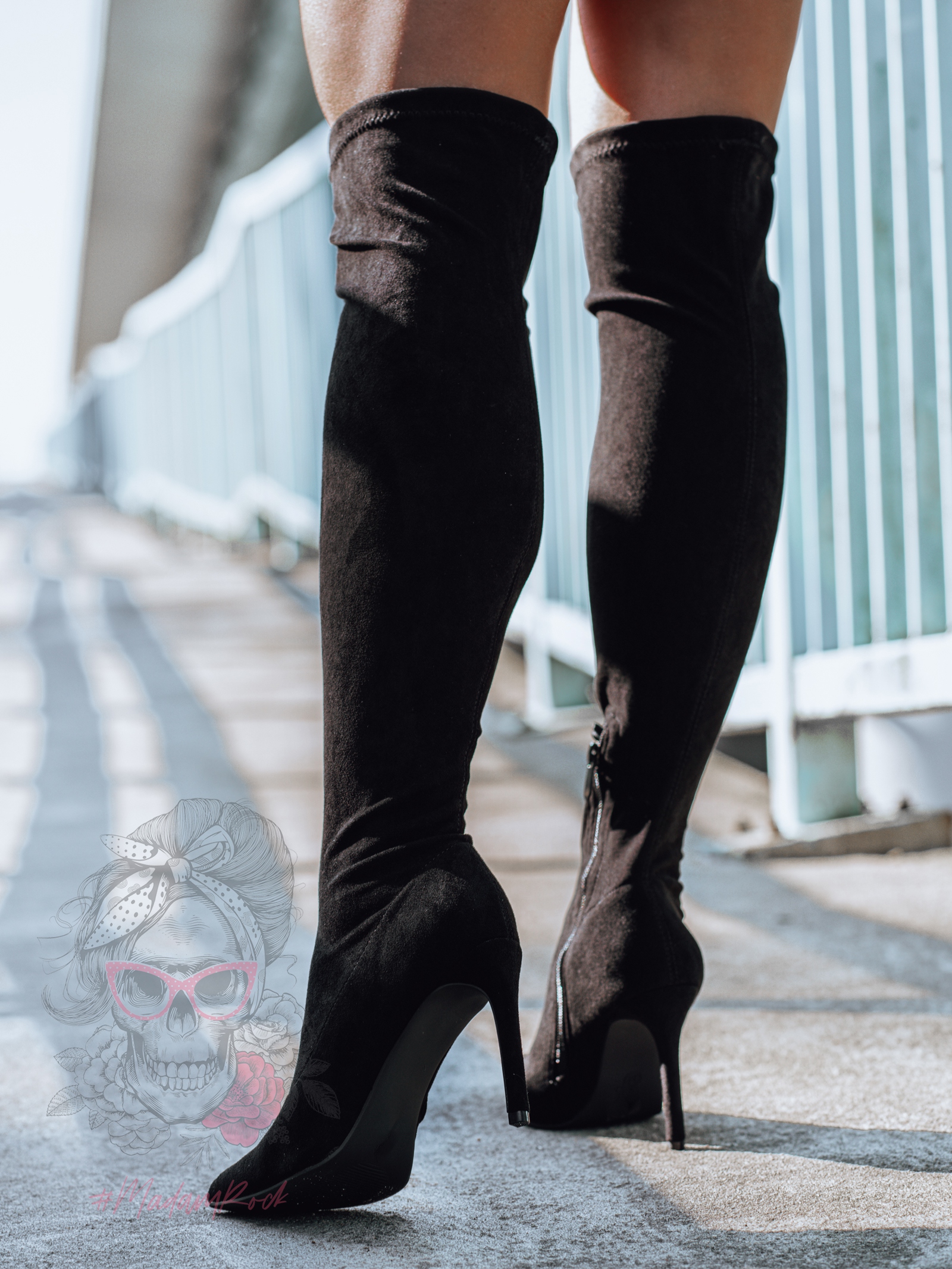 Kozaki elastyczne za kolano Madam Fots zamszowe czarne