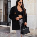 Marynarka flauszowa oversize STUDDY czarna